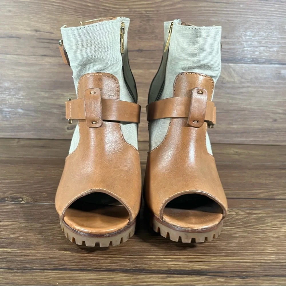 TORY‎ BURCH “Oren” Heels Peep Toe Shoes Women’s Size 7.5 Leather